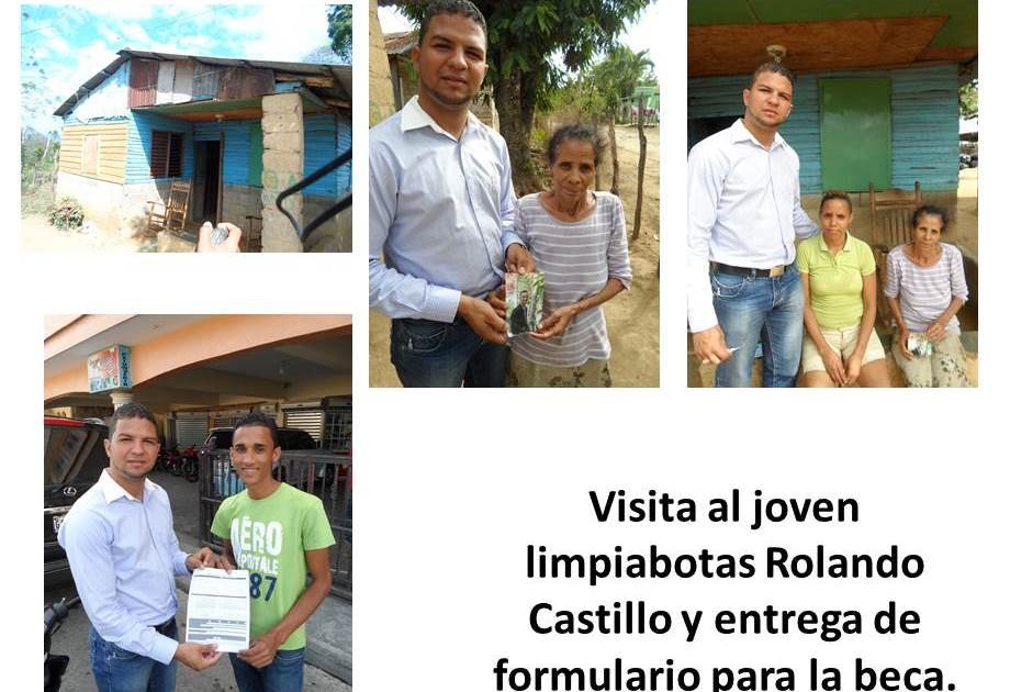 Director provincial de Juventud Visita al joven limpiabotas Rolando Castillo y entrega formulario para la beca universitaria
